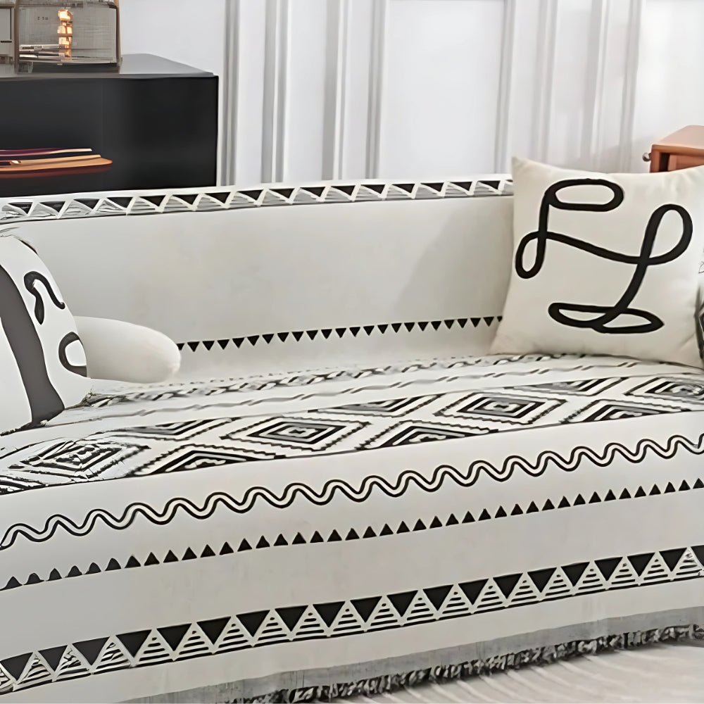 Geometric Boho Sofa Cover Throw — product in use