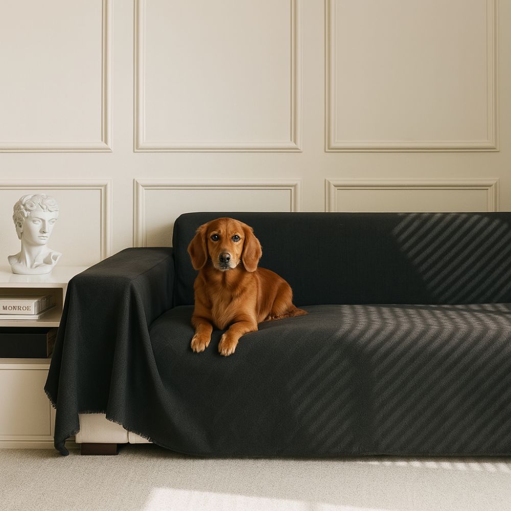 Diamond Grid Chenille Sofa Cover — product detail view