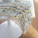 Golden Tassel Floral Round Table Cloth — alternate angle view