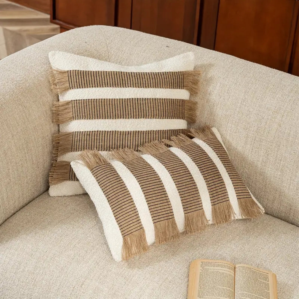 Handwoven Bohemian Stripe Cushion Cover — product detail view