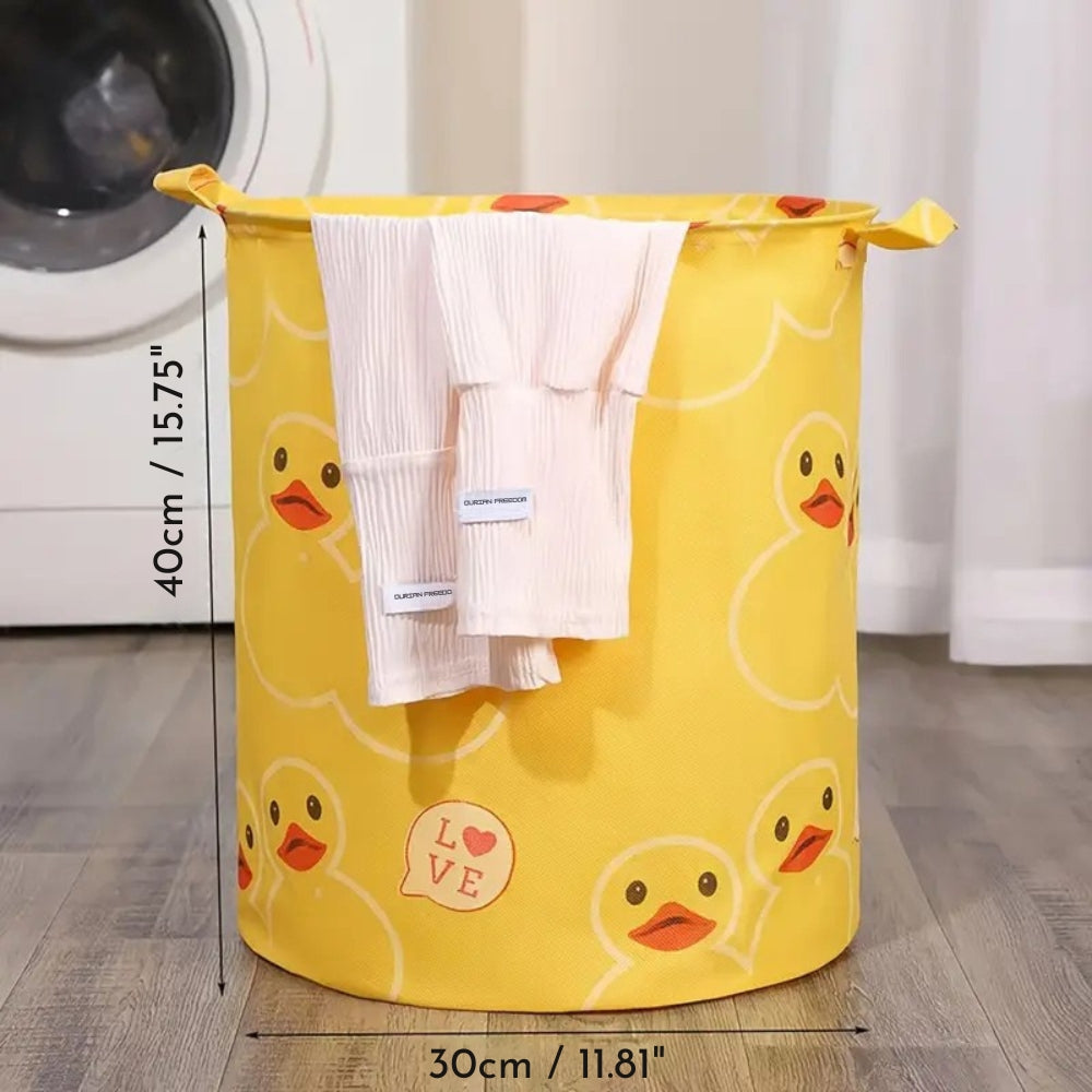 Happy Duck Waterproof Laundry Basket — product detail view