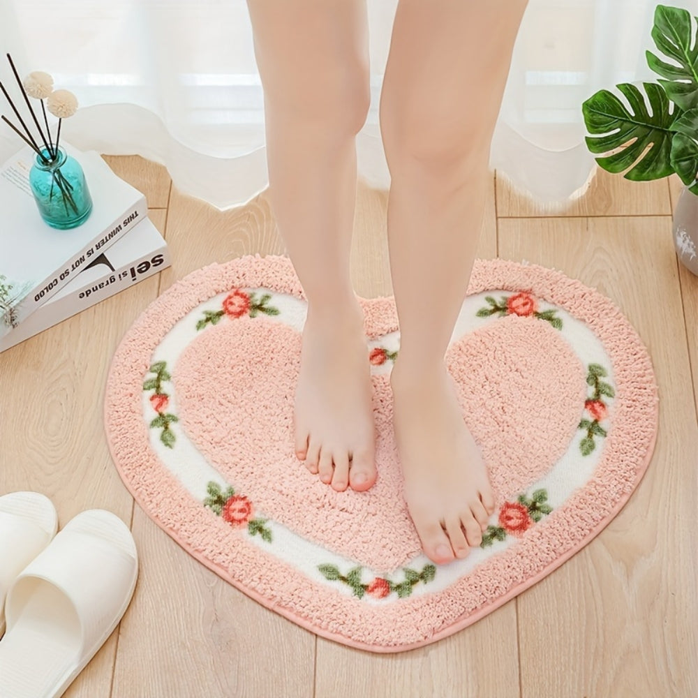 Heart Floral Tufted Bath Mat — main product photo