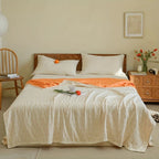 Heart Stitched Double-Spliced Cotton Gauze Blanket — product in use