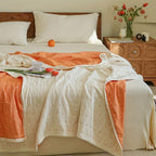 Heart Stitched Double-Spliced Cotton Gauze Blanket — product close-up