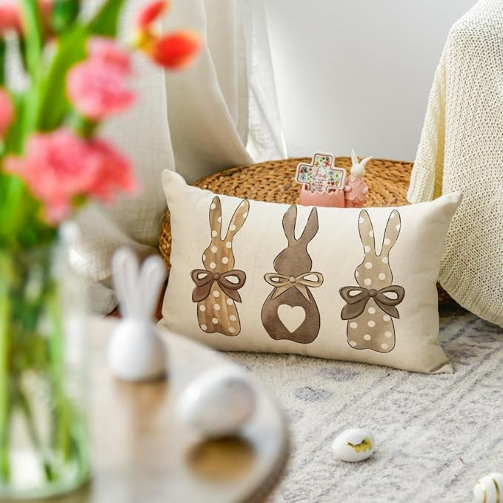 Hemp Three Bunny Cushion Cover — product feature detail