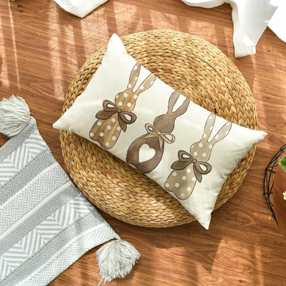 Hemp Three Bunny Cushion Cover — lifestyle shot