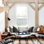 Inkblot Blue Tassel Cabinet Curtain — lifestyle shot