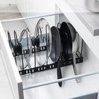 Iron Dish Pot Lid and Utensils Storage Rack — product detail view