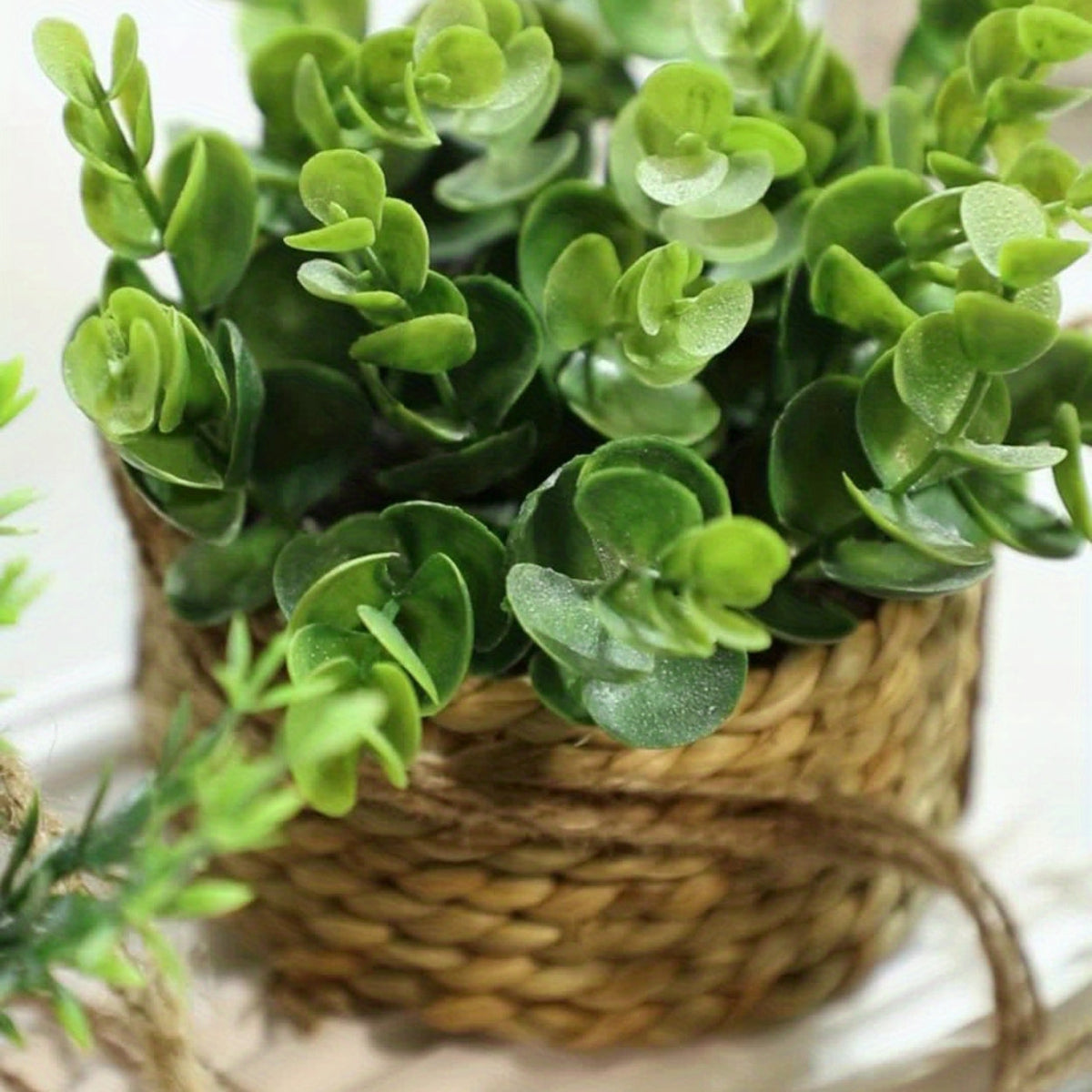Leafara Hanging Artificial Plant In Woven Basket Pot — product in use