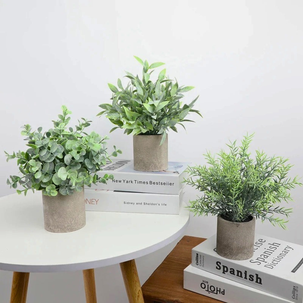 Leafora Artificial Plants in Modern Pots Decor | 3pcs Set — product detail view