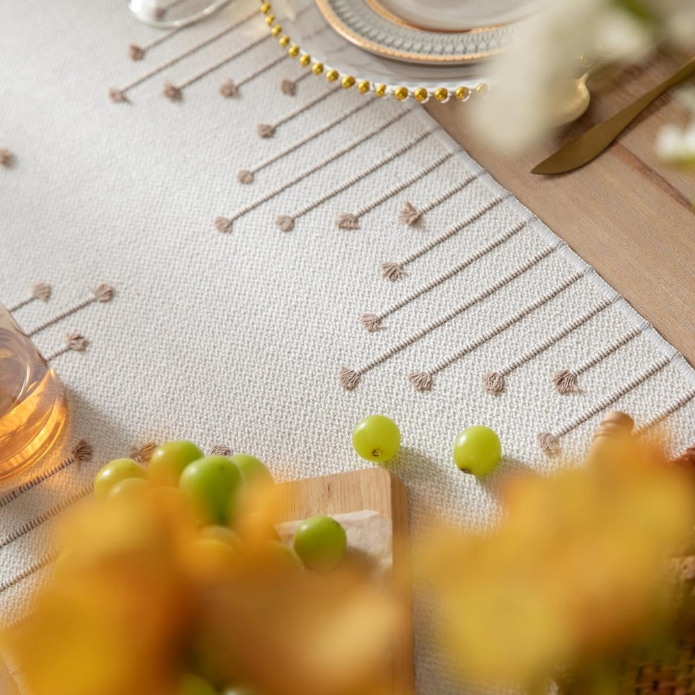 Liora Elegant Tassel Table Runner — product in use