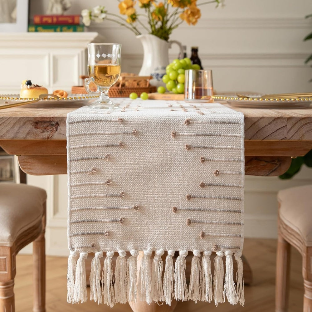 Liora Elegant Tassel Table Runner — alternate angle view
