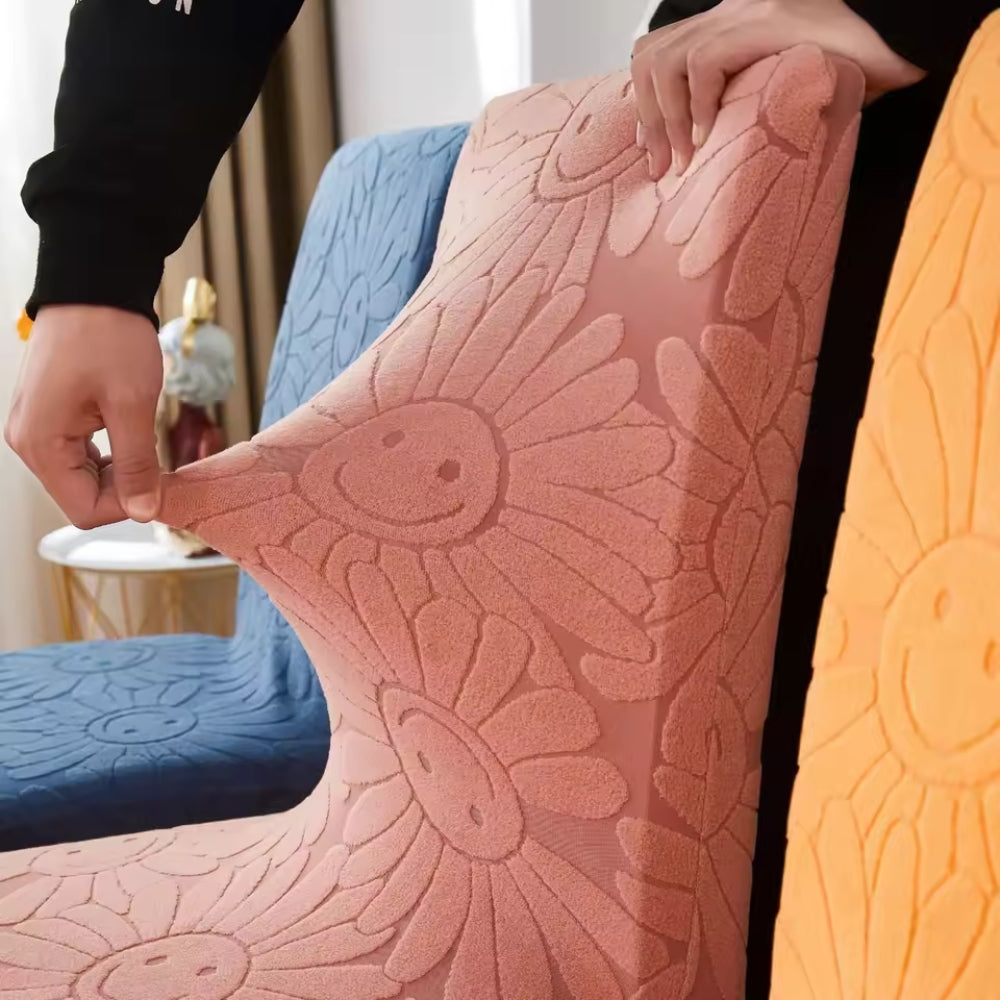 Fleur Smiley Flower Stretch Chair Cover — product detail view