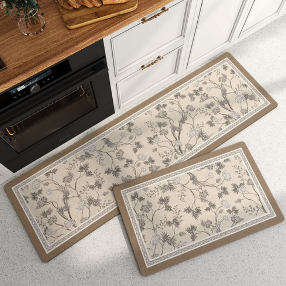Lush Floral Striped Kitchen Mat — main product photo