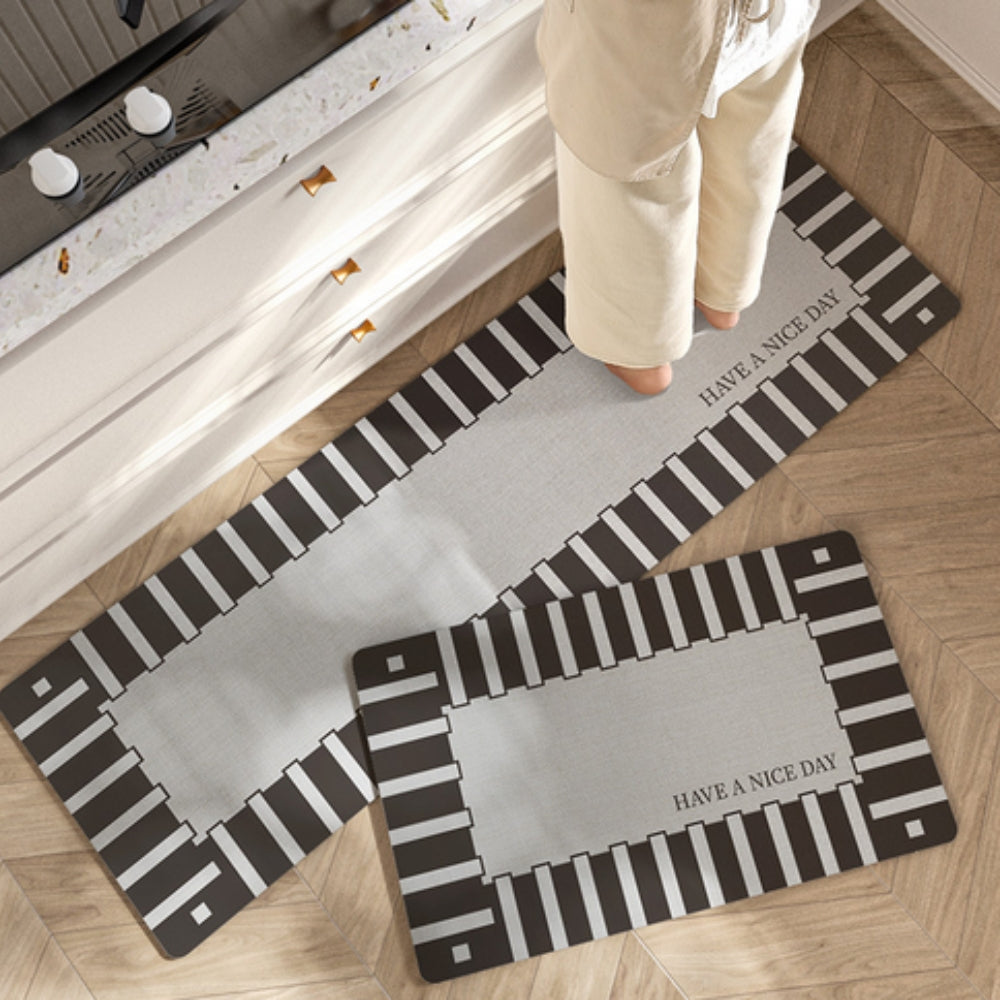 Lush Floral Striped Kitchen Mat — lifestyle shot
