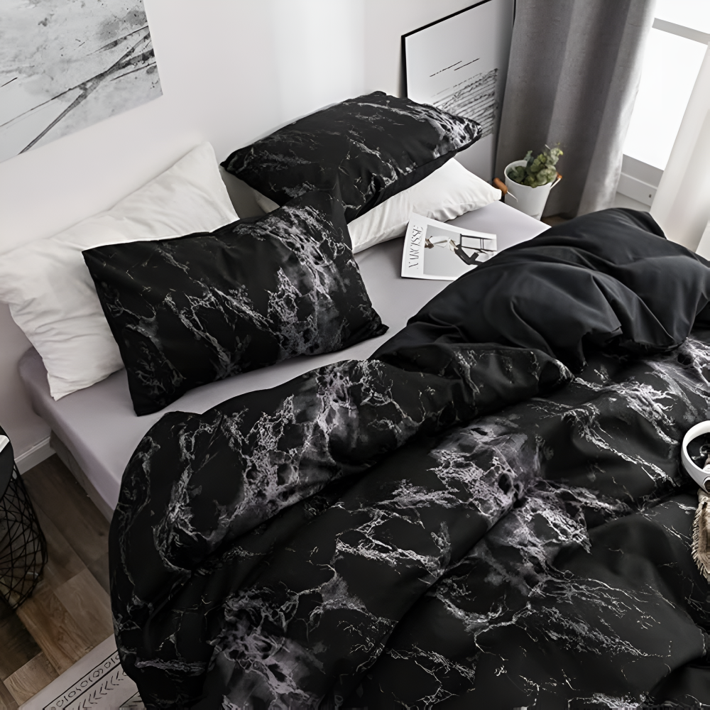 Luxe Black Marble | 3pcs Quilt Cover Sets — main product photo