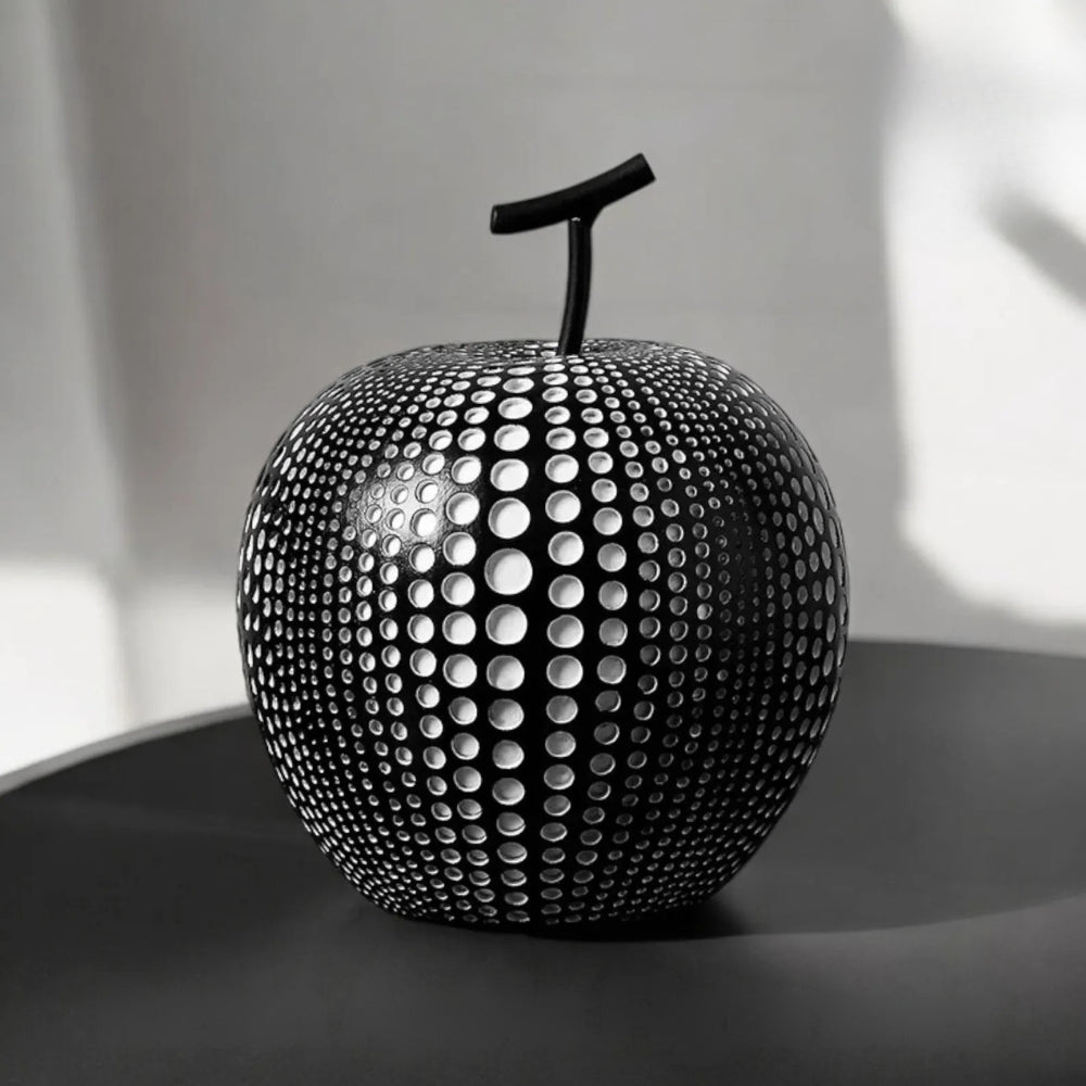 Luxurious Polka Dot Apple Sculpture — material texture close-up