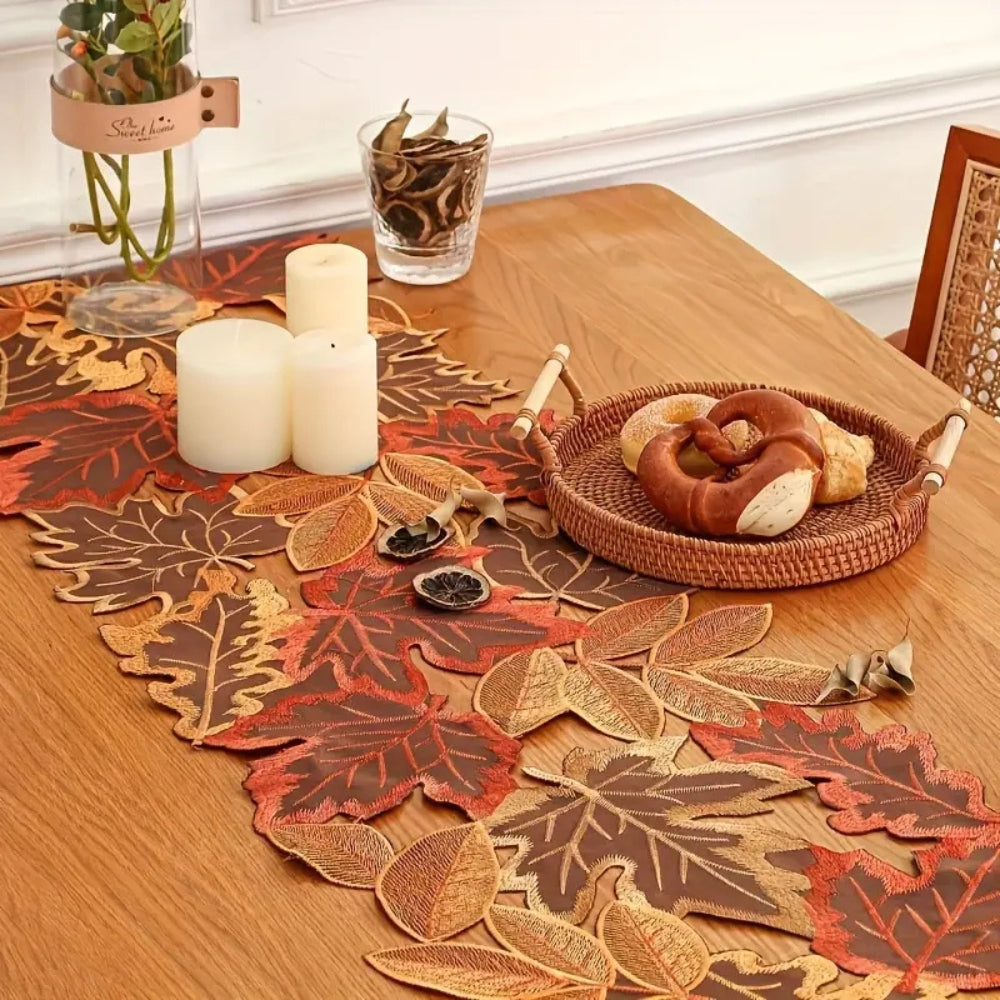 Autumn Leaves Table Runner for Dining Decor — product close-up