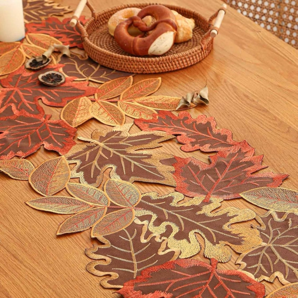 Autumn Leaves Table Runner for Dining Decor — product in use