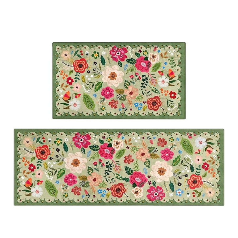Meadow Boho Floral Kitchen Mat Set — product in use
