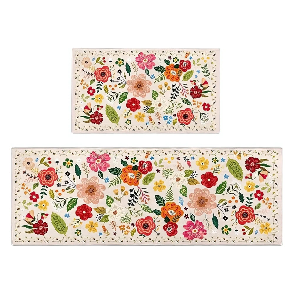 Meadow Boho Floral Kitchen Mat Set — product close-up