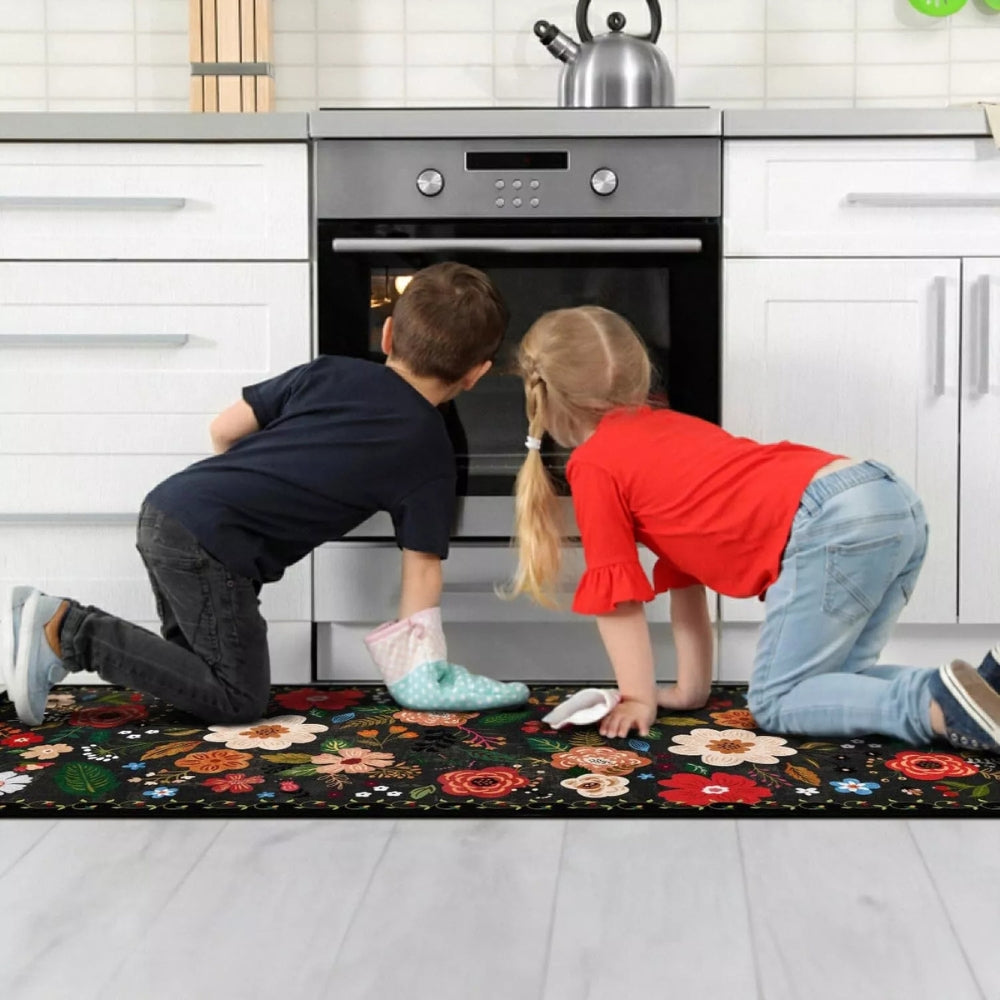 Meadow Boho Floral Kitchen Mat Set — lifestyle shot