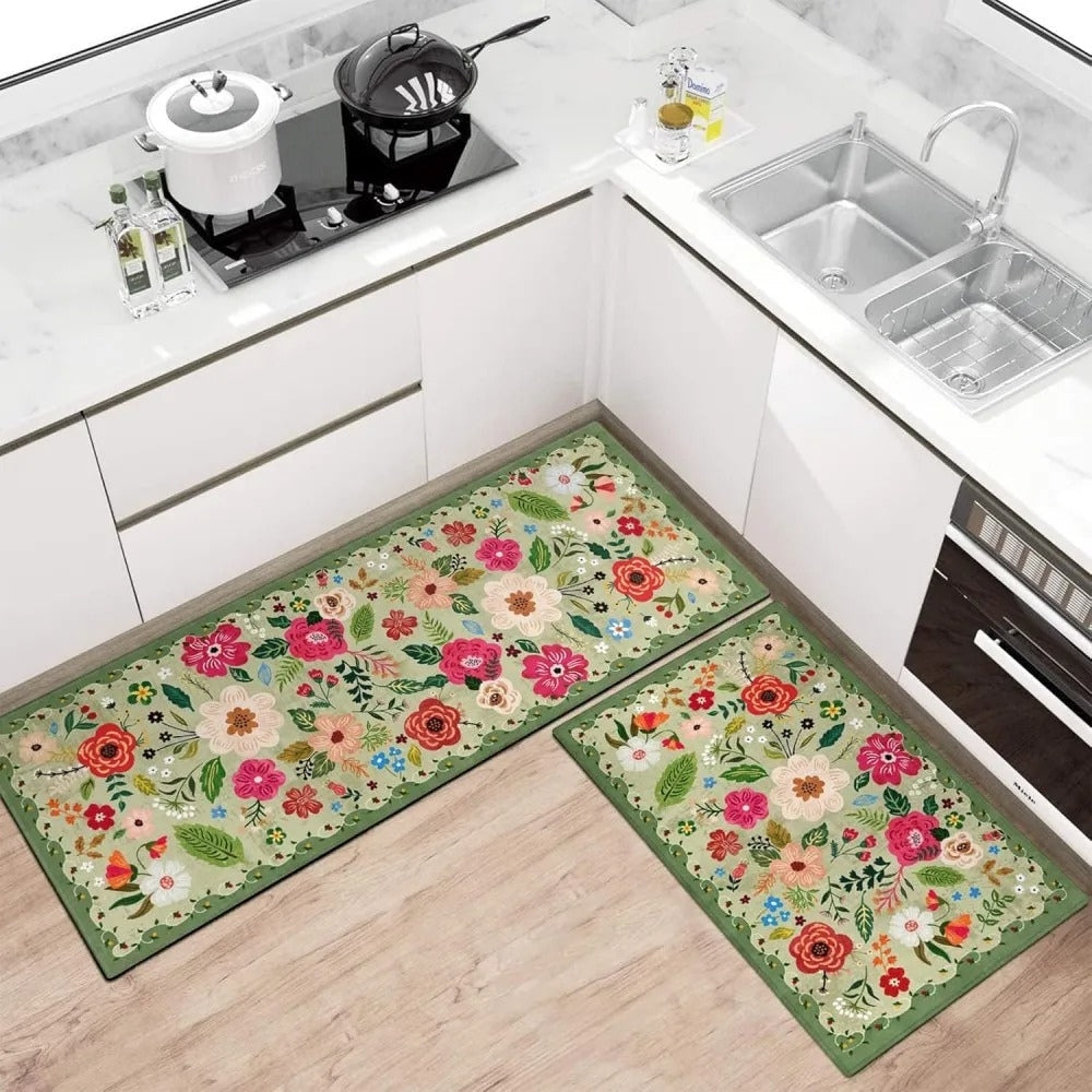 Meadow Boho Floral Kitchen Mat Set — main product photo