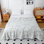 Mixed Tone Geometric Cotton Blanket — product detail view