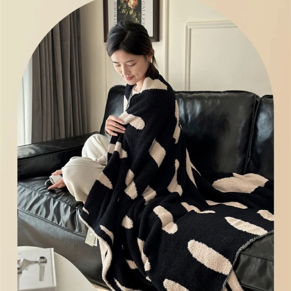 Modern Polka Dot Fleece Blanket — lifestyle shot