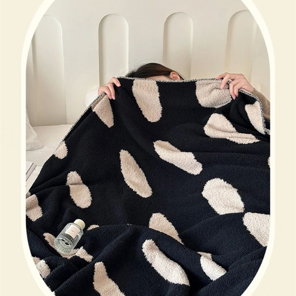 Modern Polka Dot Fleece Blanket — product close-up