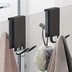 On Glass Stainless Shower Door Hooks — product in use