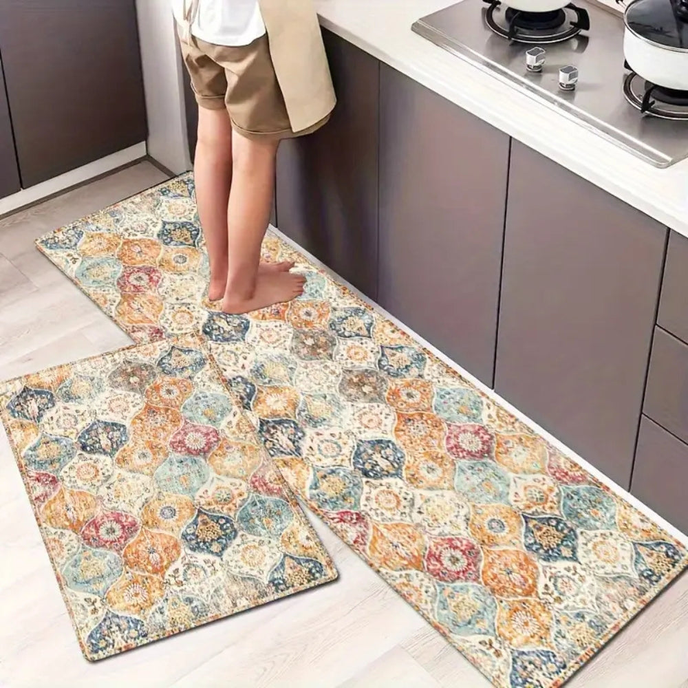 Moroccan Inspired Floral Kitchen Mat — product detail view