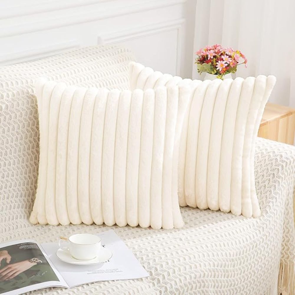 Nouvia Faux Fur Plush Cushion Cover — size and scale reference