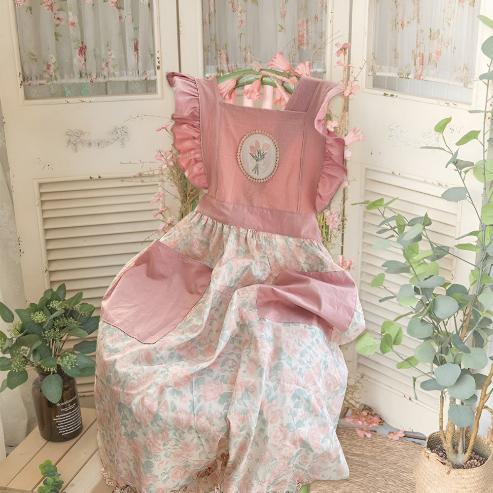 Lily Lace Pink Floral Apron — main product photo