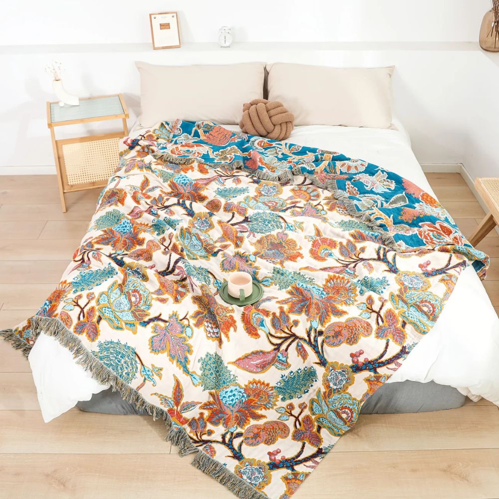 Ornamental Garden Cotton Blanket — alternate angle view