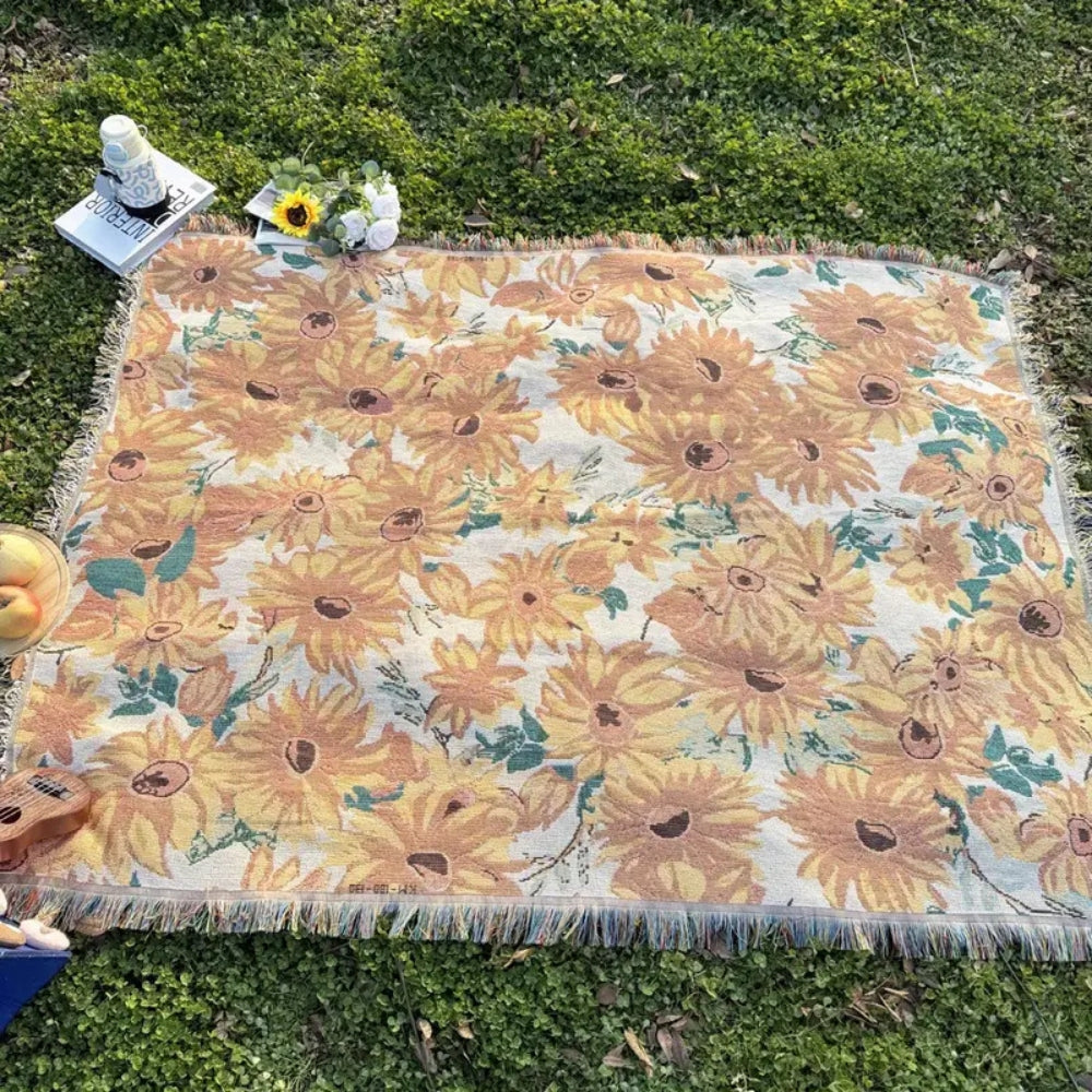 Sun Floral Outdoor Picnic Blanket — product detail view