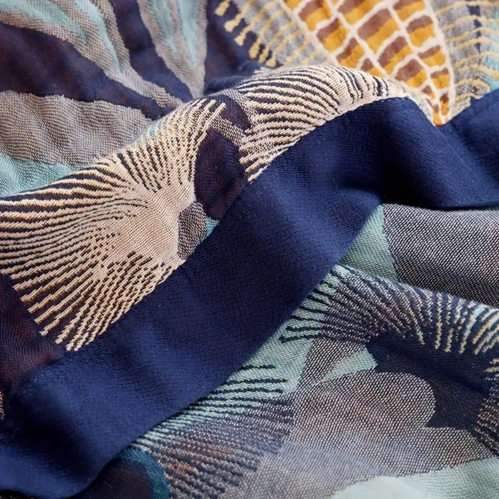 Palmera Tropical Jacquard Blanket Throw — product in use