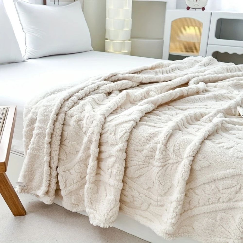 Paris Weave Jacquard Fleece Blanket — product in use