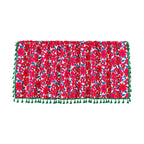 Graceful Red Floral Linen Cabinet Window Curtain — alternate angle view