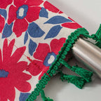 Graceful Red Floral Linen Cabinet Window Curtain — product feature detail