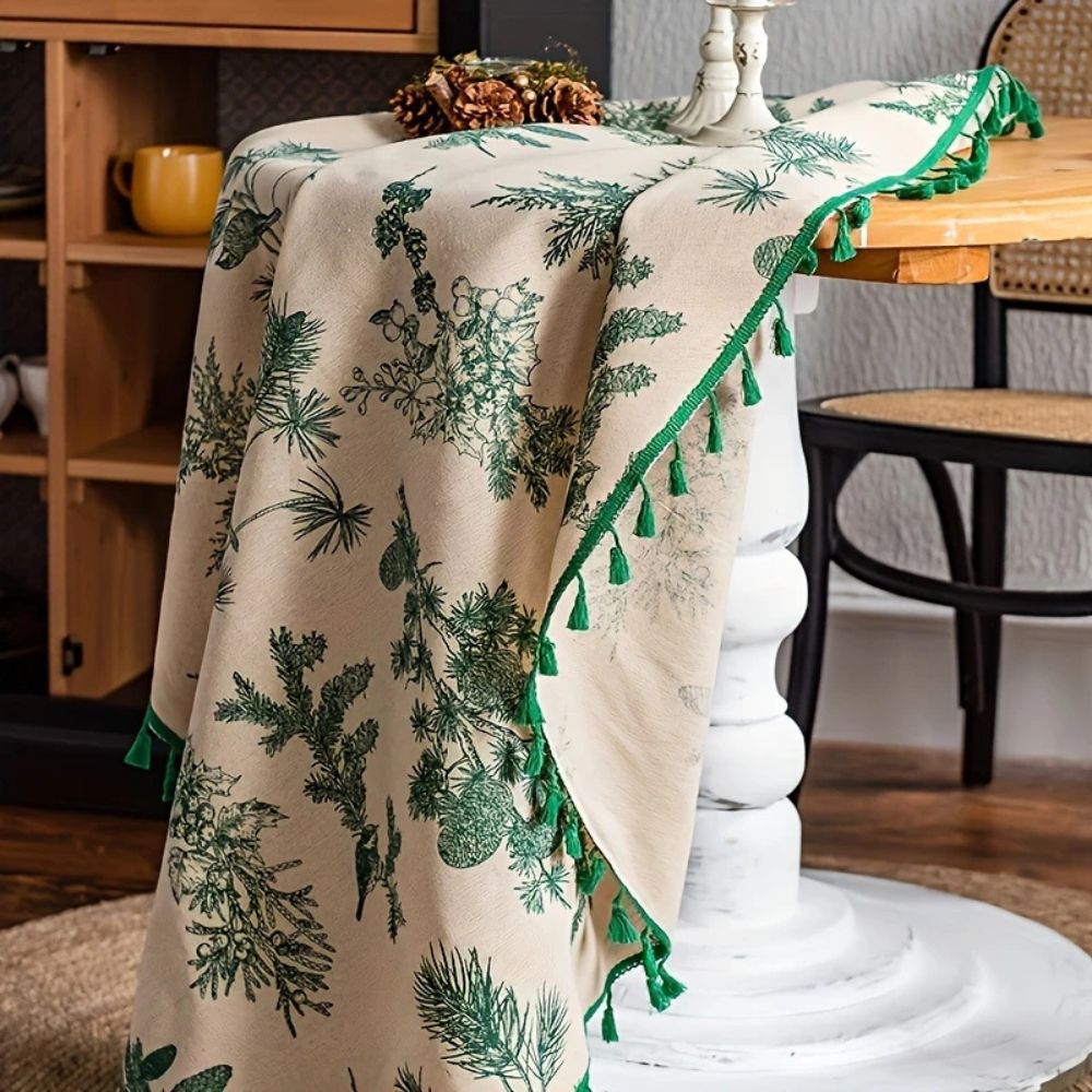Pine Cone Print Round Tablecloth — product detail view