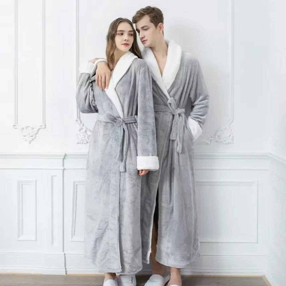 Plush Fleece Contrast Trim Bathrobe — main product photo