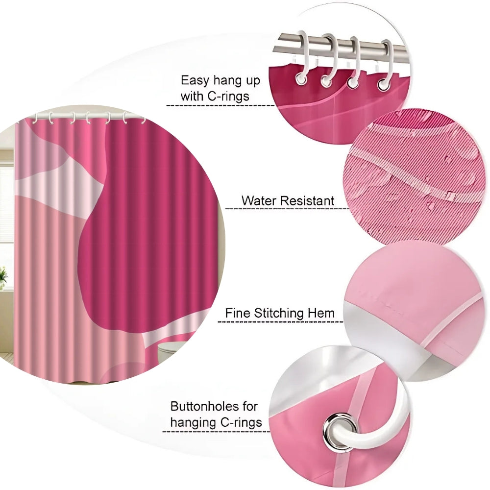 Poppie Bright Pink Bath Curtain — product in use