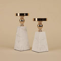Pyramid Gold Marble Candle Holder — alternate angle view