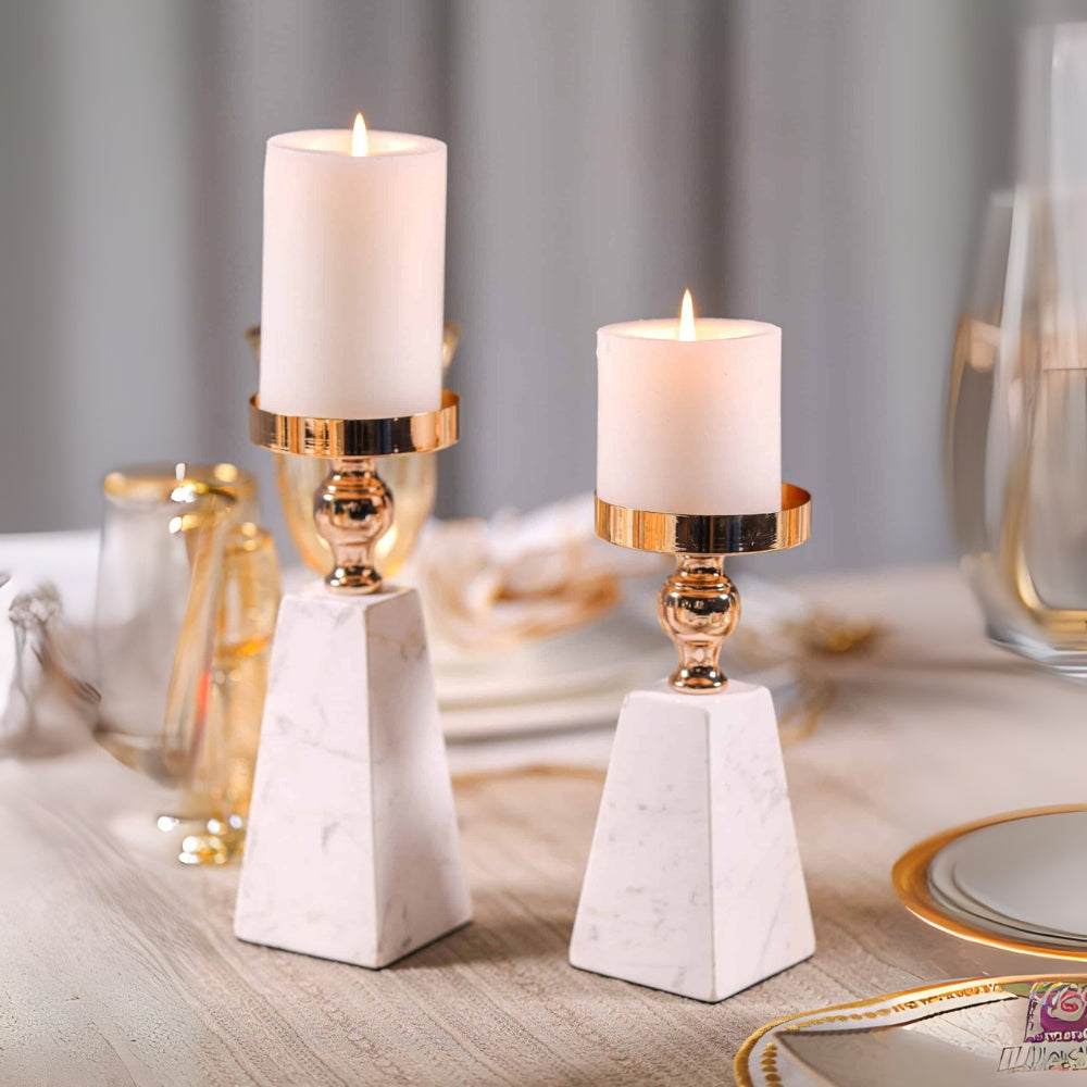 Pyramid Gold Marble Candle Holder — main product photo