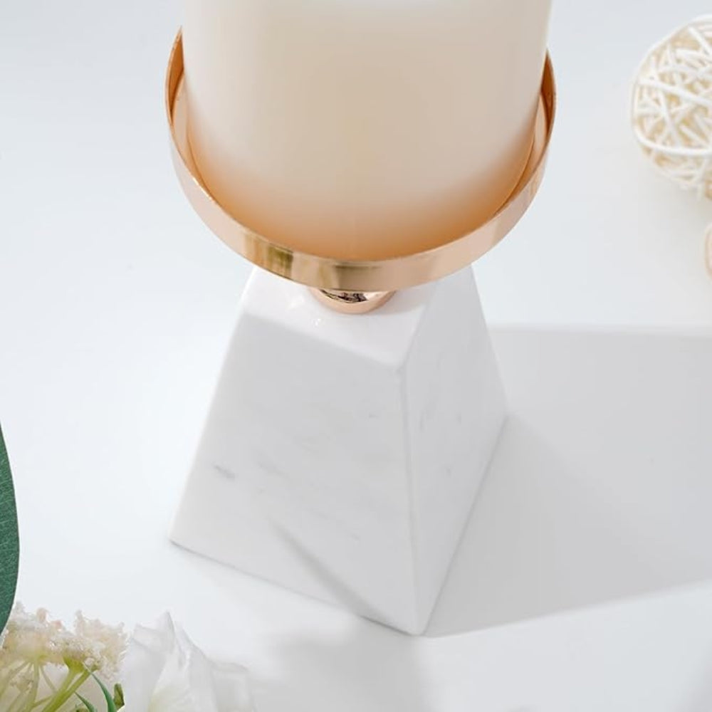 Pyramid Gold Marble Candle Holder — product feature detail