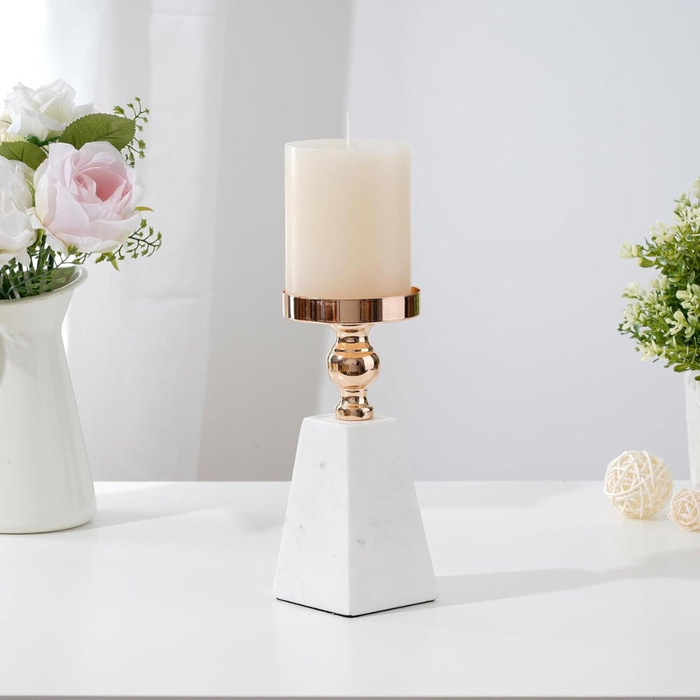 Pyramid Gold Marble Candle Holder — product close-up