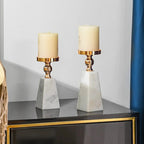 Pyramid Gold Marble Candle Holder — product detail view