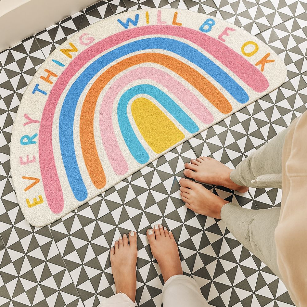 Rainbow Glow Half-Moon Bath Mat — lifestyle shot