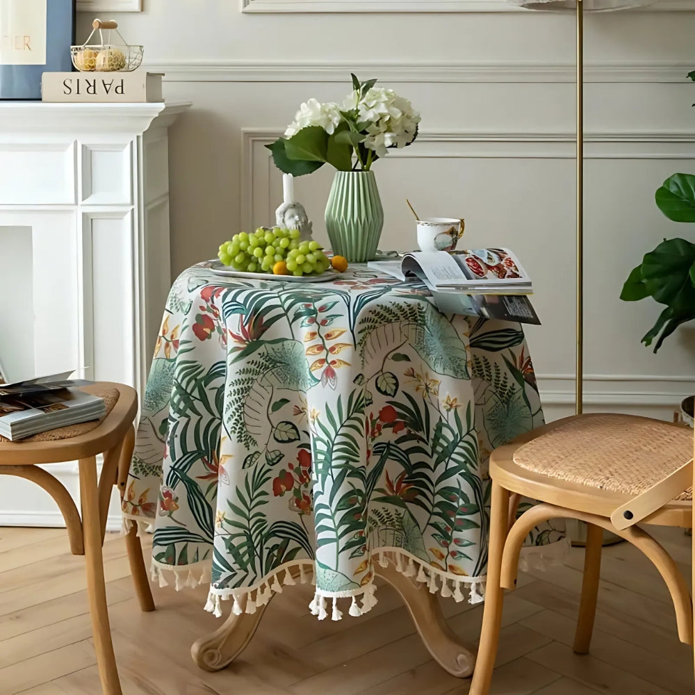 Retro Floral Round Table Cloth — main product photo